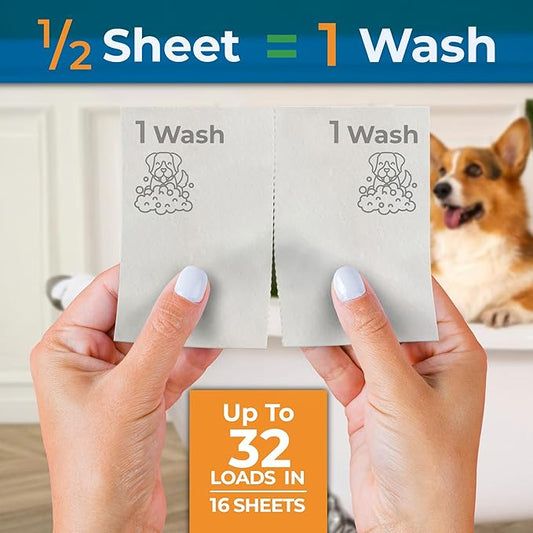 Gull Living 32 Washes Dry Shampoo Sheets for Dogs and Puppies - Water Activated Hypoallergenic Dog Shampoo Sheets - Lick-Safe, Tear-Free, Plant-Based Formula - Portable & Travel-Friendly, Easy to Use
