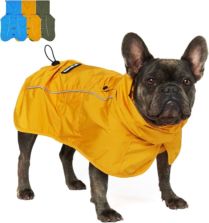 Tuff Pupper Waterproof Dog Raincoat | Full-Body Windproof Rain Jacket for Dogs | Reflective Strips | Breathable Mesh Lining | Adjustable Fit | Leash Port | Small Medium Large XL XXL Dogs (Yellow, XS)