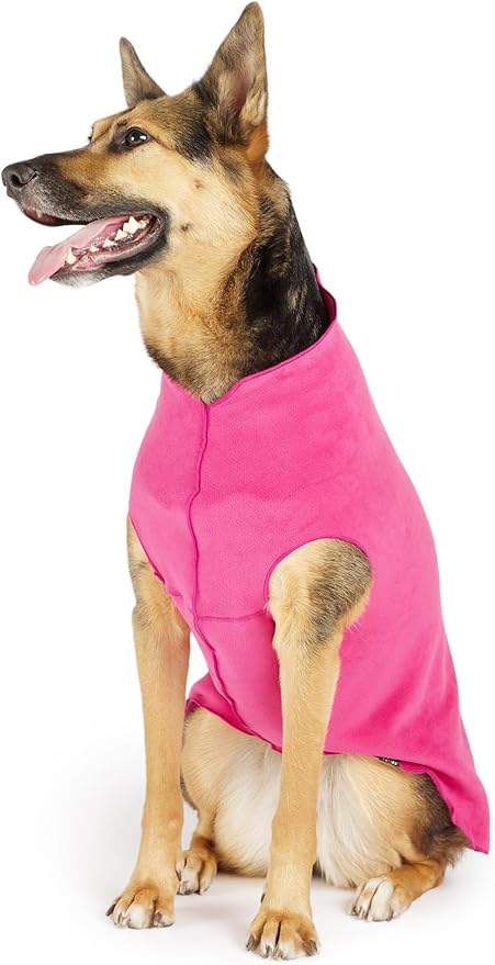 Goldpaw Stretchy Fleece Jacket for Small Dogs - Super Soft, Warm Dog Sweater - Pet Sweater Vest for Fall and Winter - Canine Clothes Made in The USA - Machine Washable - Fuchsia - Size 22