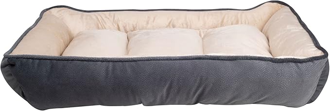 long rich Luxury Embossed Rectangle Micro Mink Dog and Pet Bed, Large, Burn Out Grey by Happycare Textiles, 24"x34"