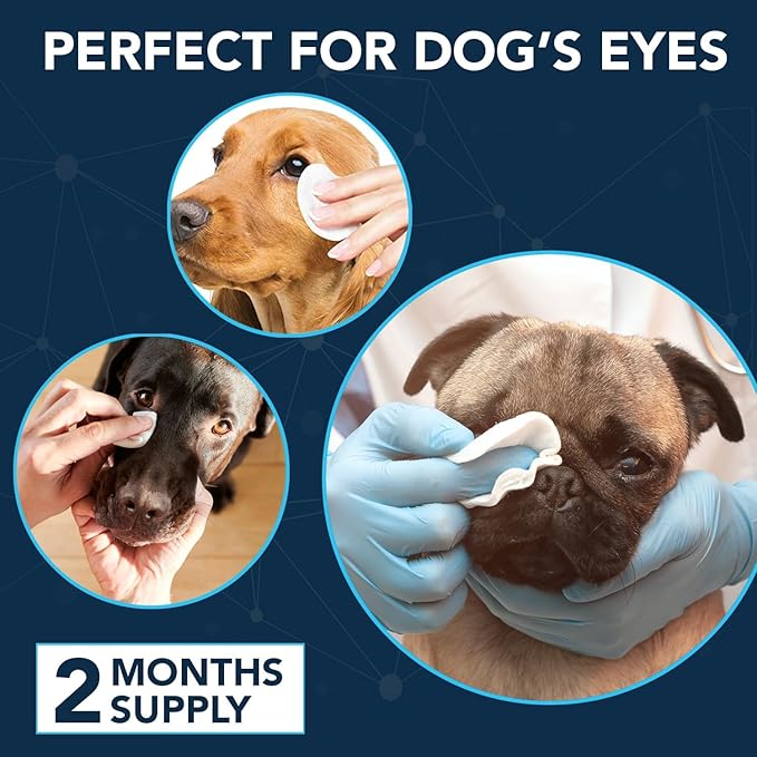 NOVEHA 300PCs Dog Eye Wipes - Tear Stain Remover for Dogs - Formulated with Chamomile and Aloe to Remove Eye Debris, Tear Stains & Eye Discharge - Plant Based, Safe, and Large 5"x5" Unscented Wipes