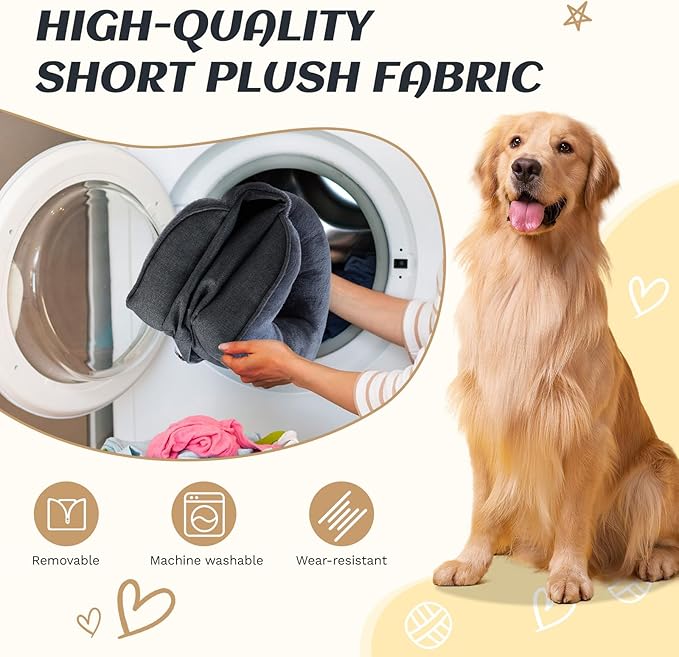 Large Dog Bed Orthopedic with Bolster Sides Removable Egg-Crate Foam Waterproof Liner Pet Bed Sofa Couch with Removable Washable Cover Non-Slip Bottom, Dark Gray