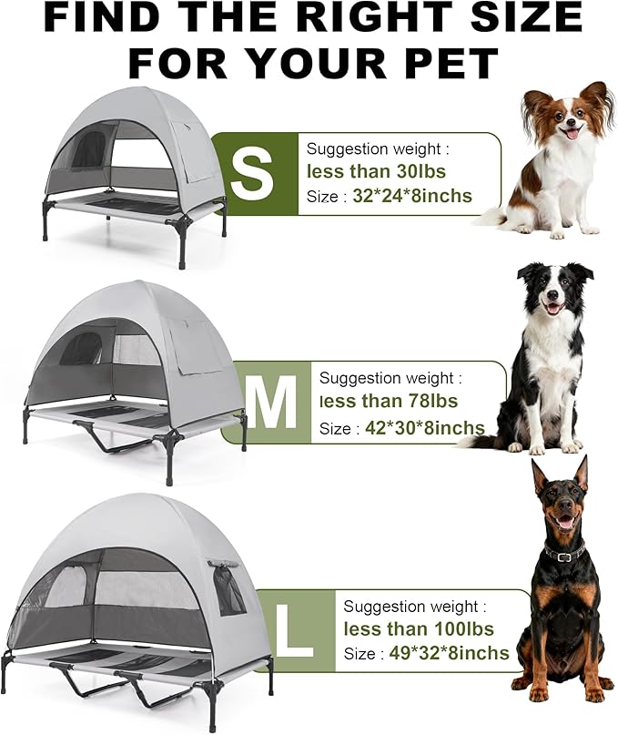 Small Dog Tent with Removable Canopy, Portable Outdoor Pet Shelter for Dogs up to 30 Lbs, UV Shade, Waterproof & Breathable for Travel or Backyard Use