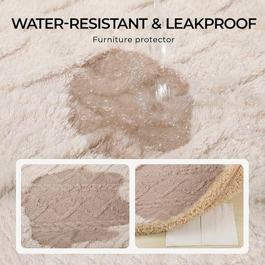 Luciphia Waterproof Pet Blanket, Liquid Pee Proof Dog Blankets for Sofa Bed Couch, Reversible Sherpa Fleece Furniture Protector Cover for Small Medium Large Dogs Cats,Beige-Thicken Small（40" x 28"）