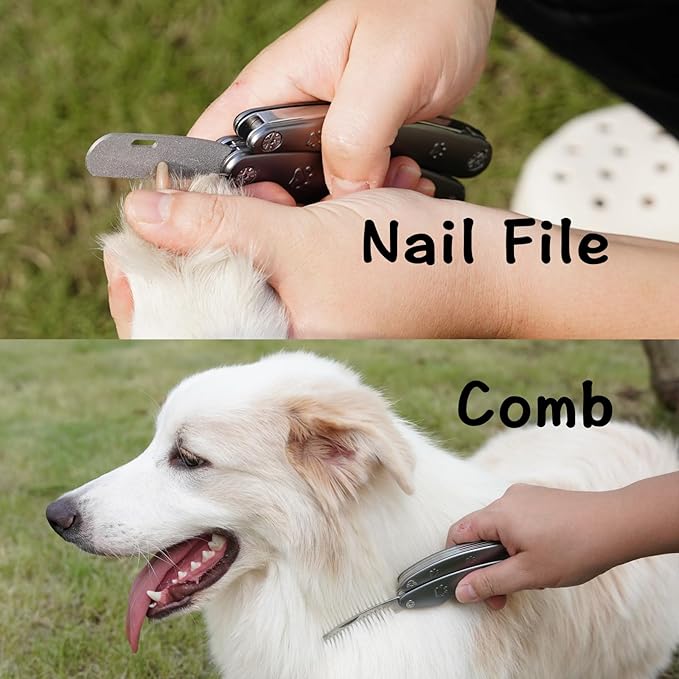 2025 Silent Design Nail Trimmer for Anxiety Sensitive Dogs, Sharp Blade Cut Thick Nail Smoothly, 3 in 1 Compact Build-in Nail File & Comb, Heavy Duty Manual Professional Dog Nail Clipper