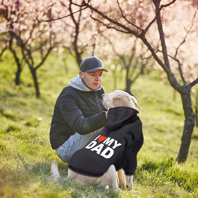 GreenJoy Dog Sweater Dog Hoodie Cold Weather Dog Coat Hooded Sweatshirt for Puppies,Cats, Small Medium Large Dogs (XX-Large, Black (I Love My Dad))