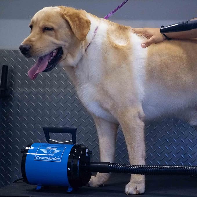 METROVAC AFTD-3 Air Force Commander 2-Speed Pet Grooming Dryer Blue | High Velocity Dog Hair Blower 4.0 HP USA