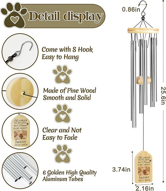 Pet Memorial Gifts, Personalized Pet Memorial Wind Chimes, Pet Loss Gifts, Dog Memorial Gifts for Loss of Dog, Pet Loss Sympathy Gift, Pet Remembrance Gift, in Memory of Pet - Forever in Heart