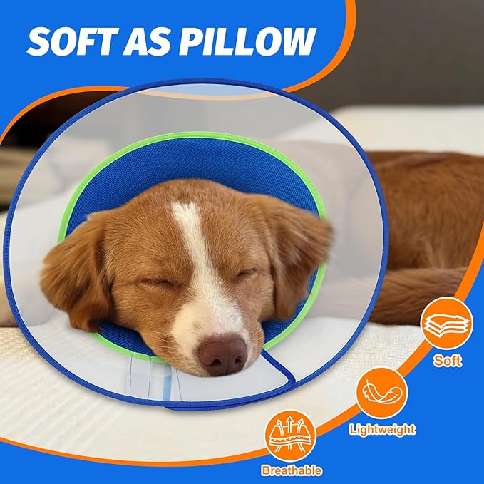 Dog Cone Collar with Soft Liner to Stop Licking, Elizabeth Recovery Collar After Surgery for Large Medium Dogs, Comfortable Pet Head Cone Alternative for Neutering Spay Injury (L)
