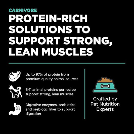 Go! Solutions Carnivore, Grain-Free, Protein Rich Dry Dog Food, Chicken, Turkey and Duck Adult Recipe, 22 lb Bag