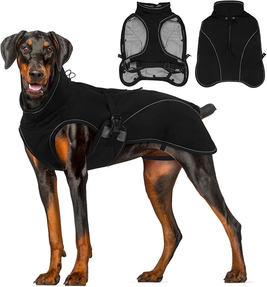 QBLEEV 2 in 1 Dog Coat, Waterproof Dog Winter Jacket with Detachable Fleece Vest, Windproof Warm Snow Jakcet with Harness Hole, Reflective Cold Weather Coats for Small Medium Large Dogs