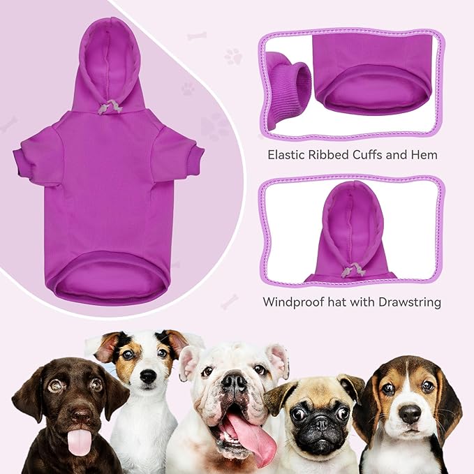 Purple Dog Hoodie Sweatshirt with Pocket - Medium Size, Soft Brushed Fleece