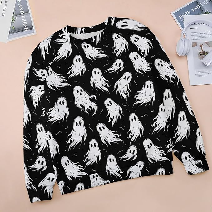Womens novelty funny cat printed crewneck sweatshirt casual loose long sleeve graphic pullover sweatshirts tops