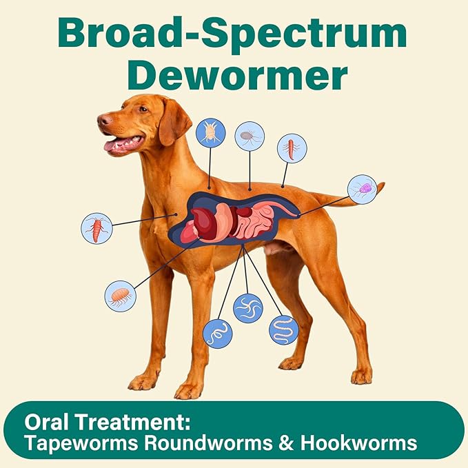 Dewormer for Large Dogs - Pet Dewormer Liquid – Tapeworm, Roundworms & Hookworms - Worm Remover(25.1 to 200 lbs)