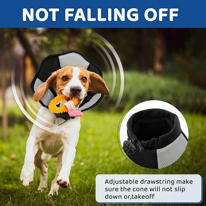SUNFURA Dog Cone - Soft Cone for Dogs to Stop Licking, Pet E-Collar Alternative After Surgery, Adjustable Pet Recovery Collar for Wound Healing, Black Small