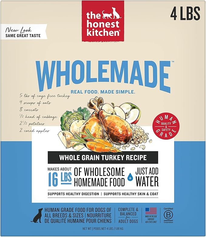 The Honest Kitchen Wholemade™ Dehydrated Whole Grain Turkey Dog Food, 4 lb Box