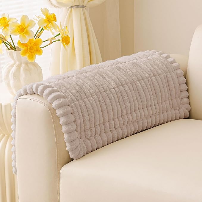 Smiry Couch Cover for Dogs Washable, Non Slip Fuzzy Pet Couch Covers for 3 Cushion Sofa Pet Friendly, Thick Soft Sofa Slipcovers Cushion Protector (Apricot, 27.6" x 27.6")