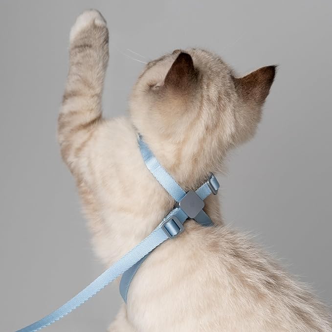 Cat Harness and Leash 2-in-1, Escape Proof Anti-Chocking Harness Adjustable Lighweight Leash for Walking Outoor Training for Kitten Small Large Cats Puppy, US IDA Bronze Award (Space Gray)