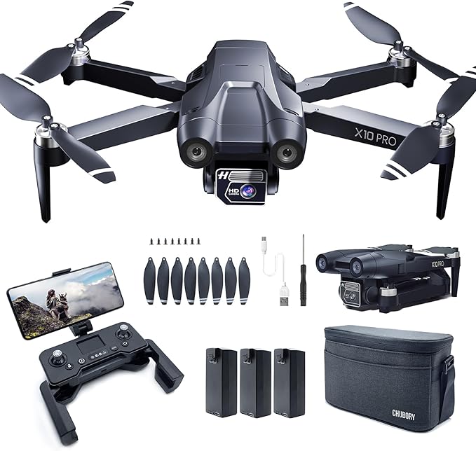 CHUBORY X10 PRO Drone with Camera for Adults 4K UHD, 3280 FT Long Range Control, 90 Min Prolonged Flight, Auto Return Function, Follow Me Mode, Brushless Power, 5G FPV RC Quadcopter for Starters (<0.55lb)