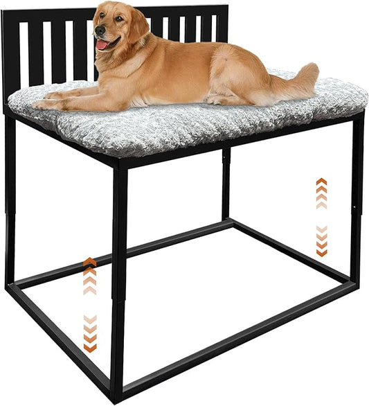 Beside Dog Bed,Adjustable Height Dog Bunk Beds,48''x 32'' Metal Dogs Bed Frame with Cushion,X-Large