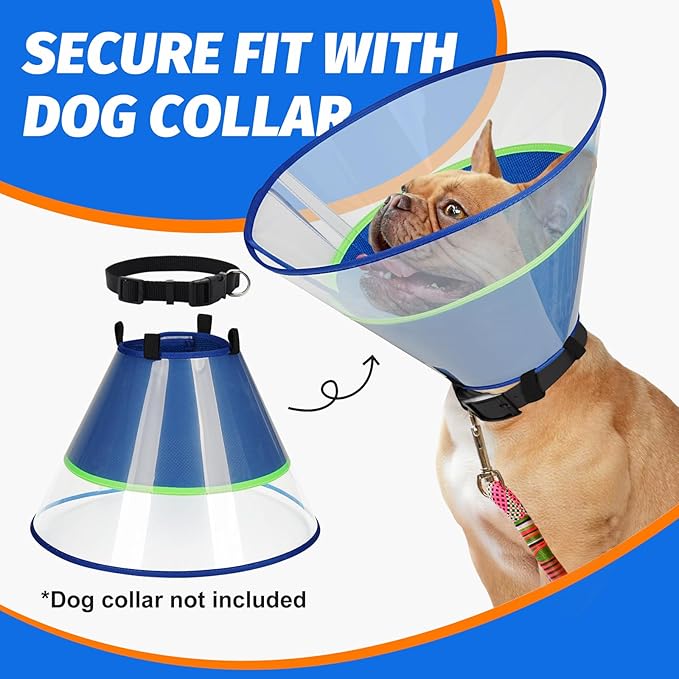 Dog Cone Collar with Soft Liner to Stop Licking, Elizabeth Recovery Collar After Surgery for Large Medium Dogs, Comfortable Pet Head Cone Alternative for Neutering Spay Injury (L)