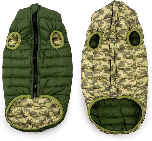 Winchester Pet Premium Reversible Dog Puffer Vest, Green, Extra Large
