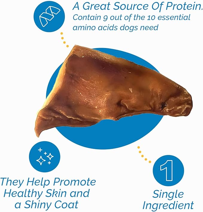 123 Treats Pig Ears for Dogs, 100% Natural Long Lasting Pork Dog Chews, Ideal for All Chewers, Delicious and Healthy Dog Treats, Half Pig Ears (One Pack of 30)