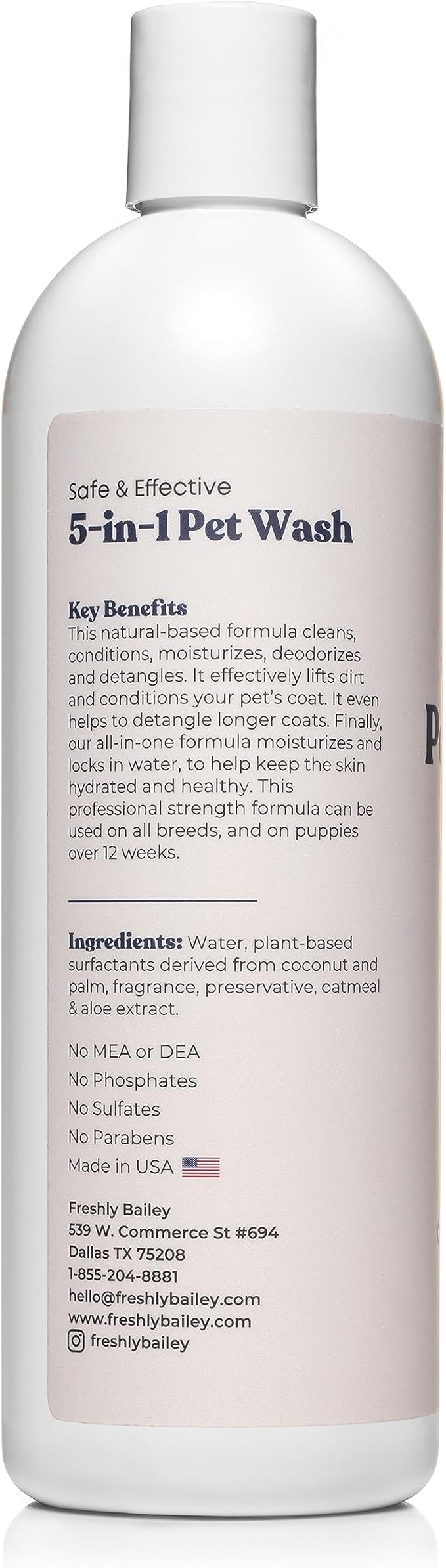Dog and Cat Shampoo and Conditioner for Dogs and Cats - Best 5 in 1 Fresh Pet Wash - Natural Ingredients Perfect for Sensitive Skin - Cleans, Conditions, Detangles, and Moisturizes - 16OZ