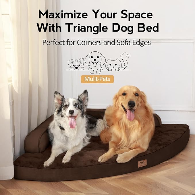 Large Orthopedic Dog Bed with Sides XXL Dog Beds with Removable Washable Cover Non-Slip Waterproof Pet Bed for Extra Large Dogs - Brown XXL