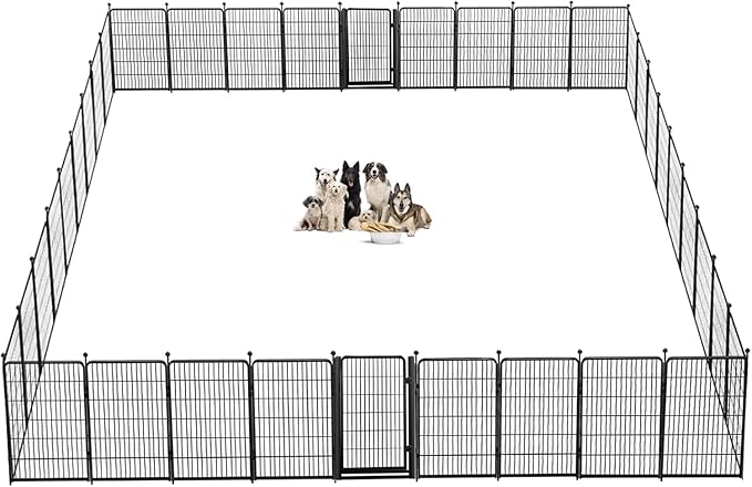 Dog Playpen Outdoor, 40 inch 48 Panels Dog Fence with Extra Wide Gate No-Tripped Pet Playpen Rustproof Dog Pen Indoor Puppy Playpen for Temporary Containment Portable Pet Fence for RV Camping