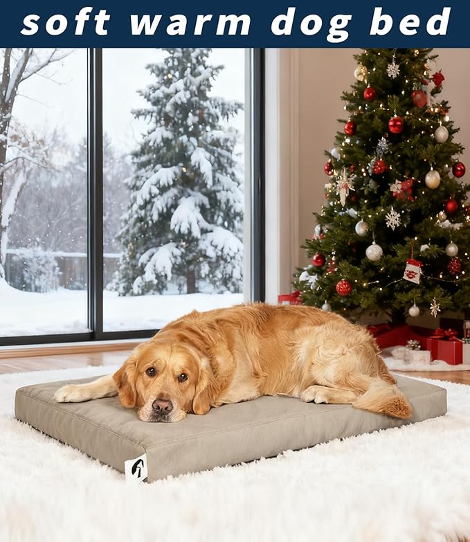 Dog Bed Medium Size Dog, Outdoor Faux Leather Pet Beds with Waterproof Covers, Orthopedic Large Pet Crate Mat