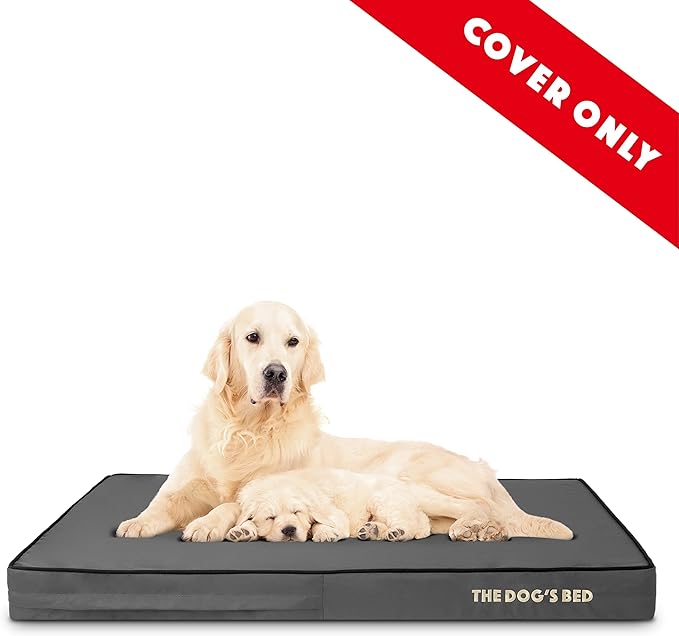 The Dog's Bed Replacement Outer Cover ONLY (Outer Cover ONLY - NO Bed, NO Waterproof Inner) for The Dog's Bed, Washable Oxford Fabric, Extra Large 4 Inches (Grey with Black Piping)