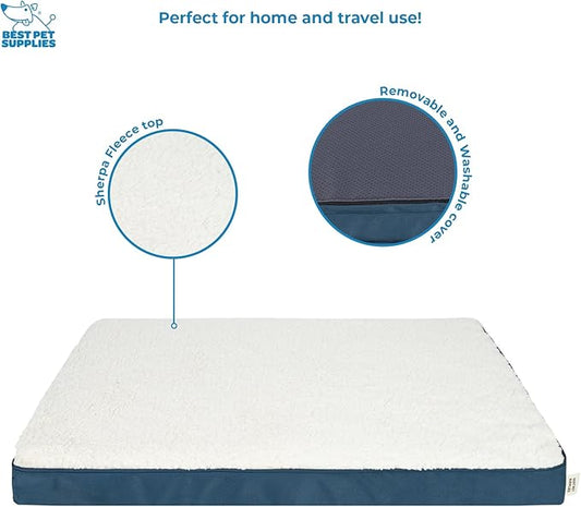Best Pet Supplies Dog House Bed Crate Mat Tent Indoor Round Soft Plush for Small, Medium, and Large Breeds - Blue, 24 x 16 x 3