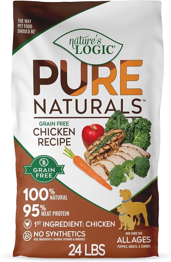 NATURE'S LOGIC Pure Naturals™ 100% Natural Grain-Free Chicken Recipe Synthetic-Free Dry Dog Food, 24 lbs