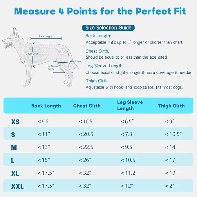 Dog Rear Leg Sleeve to Stop Licking, Adjustable Anti-Slip Recovery Sleeve Pants for Wound Protection After ACL/TPLO Surgery, Hot Spots, Lick Granulomas–Cone Alternative for Leg Healing,XS