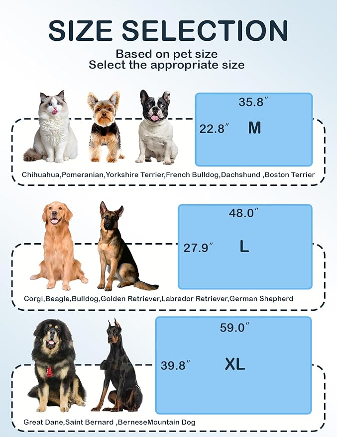 Dog Cooling Mat, Reversible Self-Cooling Mat for pet, Cool Fabric Top & Velvet Back, Portable Ice Cool Fabric Dog Bed, Easy Washable Summer Pets Cool Pad for Indoor Outdoor (XL(59.0″*39.8″))