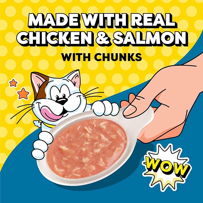 Temptations Lickable Spoons Cat Treats Salmon Flavor with Chicken Chunks, 4 Spoons, Pack of 12 (48 Total)