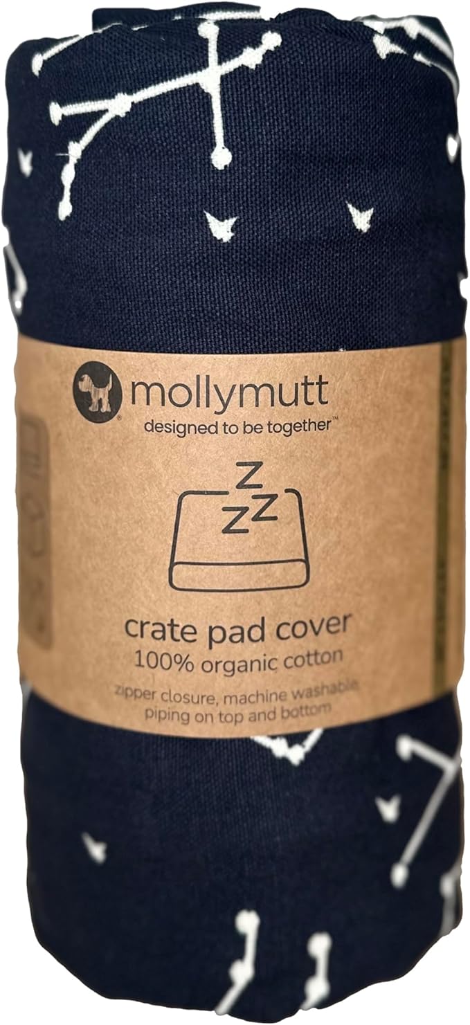 Molly Mutt Dog Crate Pad Cover, 100% Cotton Canvas Cover for Dog or Puppy Crate Bed, Durable, Washable, and Free of Harmful Chemicals, Pre-Shrunk, 42"x28"x2.5", Rocketman