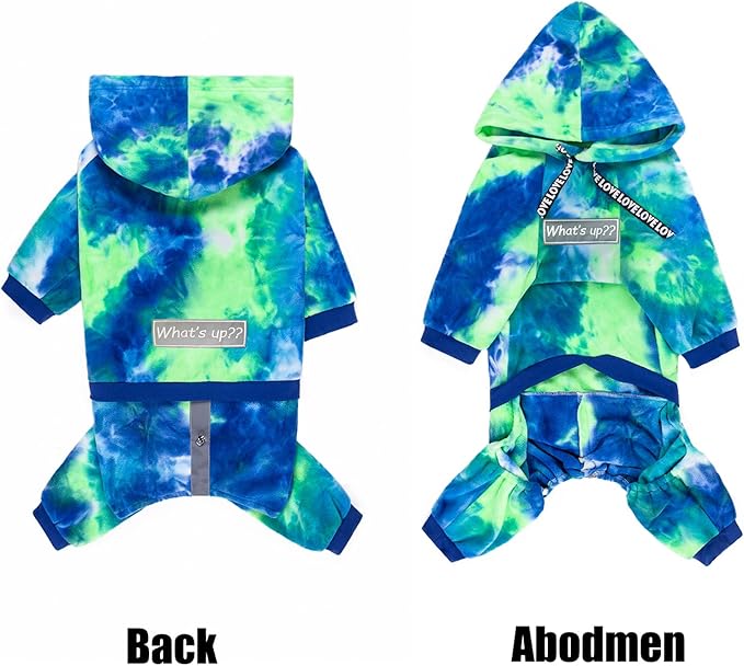 Dog Hoodies Winter Coat for Large Medium Dogs, Pullover 6 Legs Warm Coat Hooded Sweatshirt, Fleece Hoodie for Cold Weather (Bandhnu Green, 2X-Large)