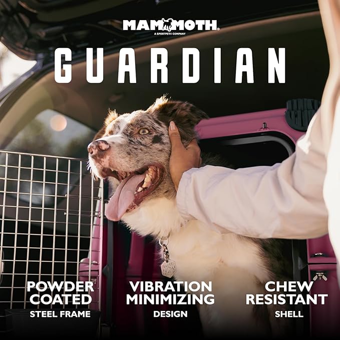 Mammoth Guardian Dog Kennel 36" Heavy Duty Travel & Outdoor Crate for Puppies, Small, Medium & Large Dogs, Secure 3 Bolt Lock, Adventure Ready for Hunting, Camping & Offroad – Pink Shock