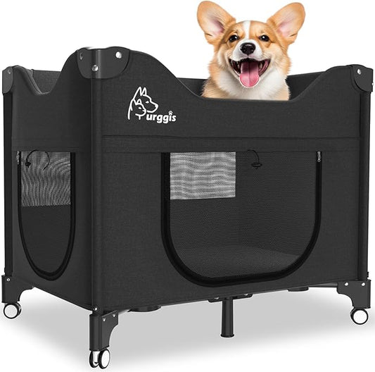 Upgraded Dog Bunk Bed, Portable Bedside Lounge Pet Bed, Dog Beds Attachment to Human Bed, Bedside Dogs Bed for Small, Medium Cats & Dogs, Pet Window Perch- Black