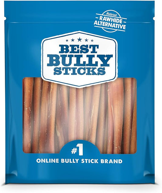Best Bully Sticks 6 Inch Odor-Free Bully Sticks - 20 Count (Pack of 1) - Bulk Bag, Odorless Natural Grass-Fed Beef, Easily Digestible, No Grain or Rawhide, Ideal for Big Breeds