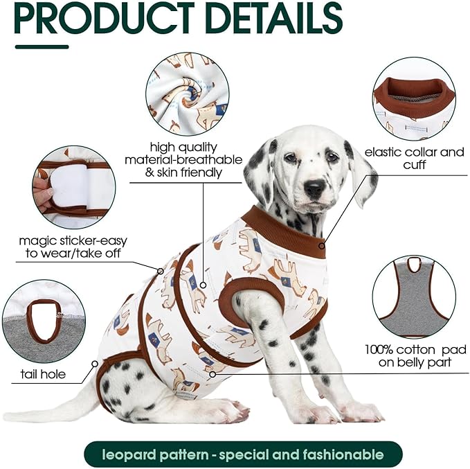 Kuoser Dog Recovery Suit for Post-Surgery Care, Spay Neuter Bodysuit for Female & Male Dogs, Anti-Licking Surgical Onesie, Snug Fit for Abdominal Wound Protection & Skin Healing, BrownPony XL