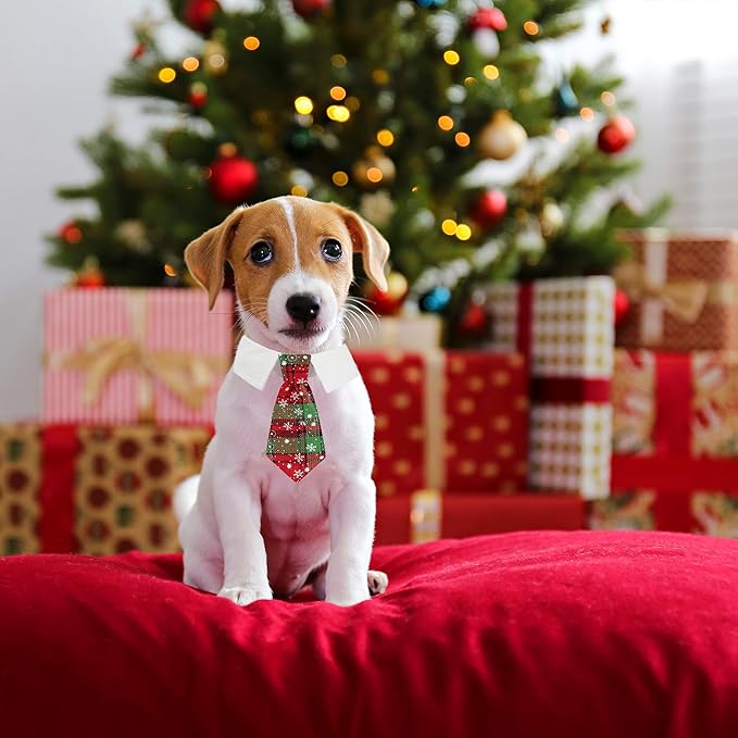 ADOGGYGO Christmas Dog Necktie Pet Tuxedo Christmas Dog Neck Tie Collar with Red Green Plaid Tie for Small Medium Large Dogs Pets (Large, Red & Green)