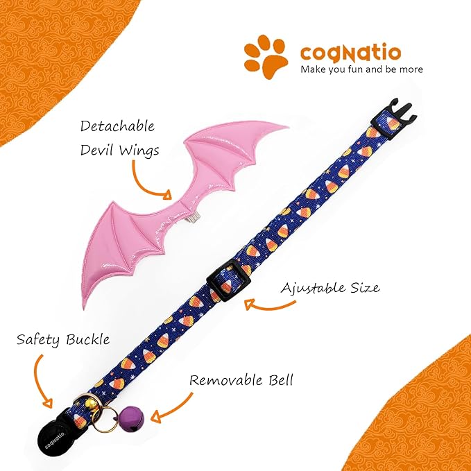2 Pack Breakaway cat Collars with Bell,Safety Quick Release Pendant Cute Kitten Collar,Adjustable 20-30cm (Candy, 20-30cm)
