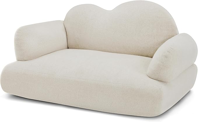 Lovupet Dog Sofa Couch for Medium Breed, Soft Full Foam Dog Couch Bed with Anti-Slip Bottom, PS695 (White)
