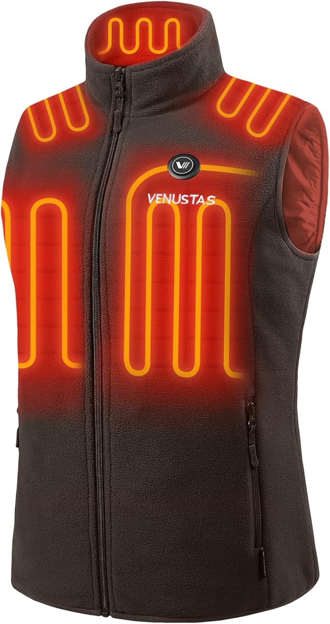 Venustas Men's Fleece Heated Vest with Battery, Lightweight Insulated Electric Vest