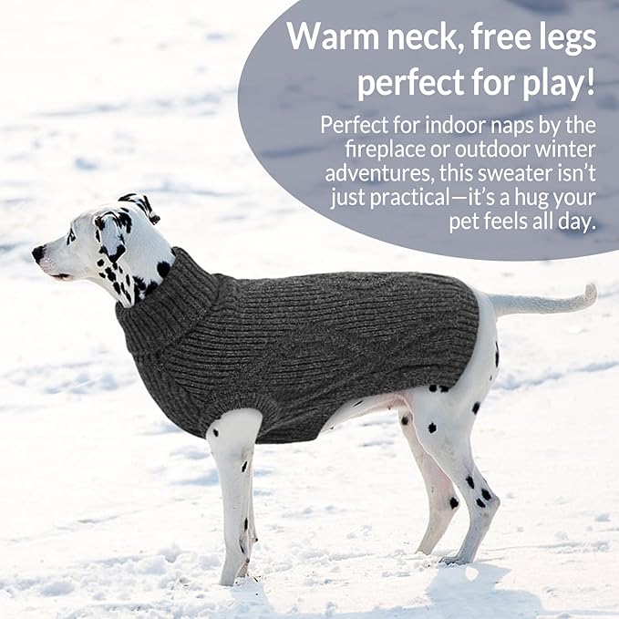 Dog Sweater Pullover, Cable Knit Dog Christmas Sweater, Dogs Sweaters for Small Medium Large Dogs with Harness Hole,Puppy Sweaters Boy Or Girl(Grey,M)