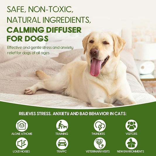 80S Dog Calming Diffuser, 6-in-1Dog Pheromones Calming Diffuser - for Stress, Destructive Behavior, Pee Accidents, Separation Anxiety, Barking, Aggression & Chewing - Help Train Dogs to Pee
