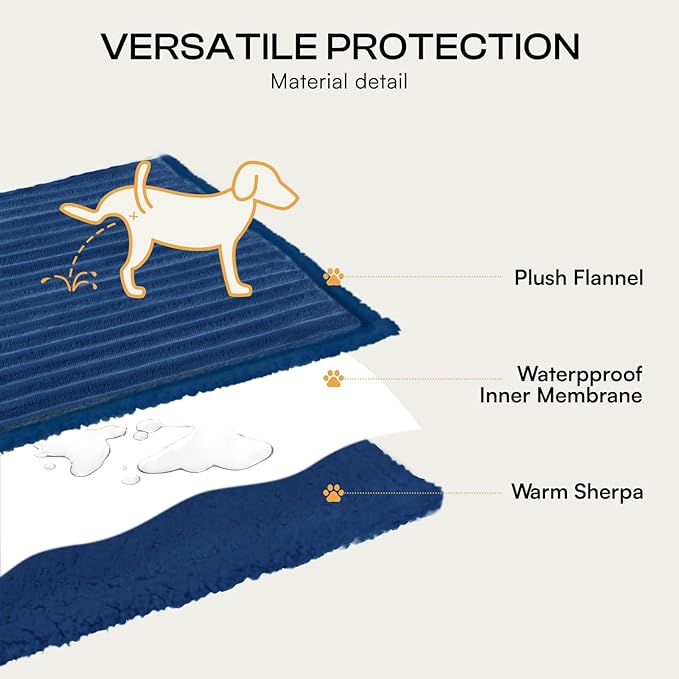 Luciphia Waterproof Dog Blanket for Large Dogs Ultra-Soft Calming Cut Pile Flannel Throw Durable & Warm Furniture Protection for Couch Bed Pet Human Blanket Machine Washable Deep Navy,XL(85''x57'')